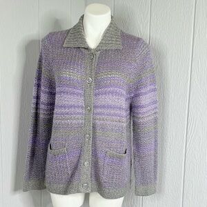 Allison Daley Gray and Purple Knit Cardigan